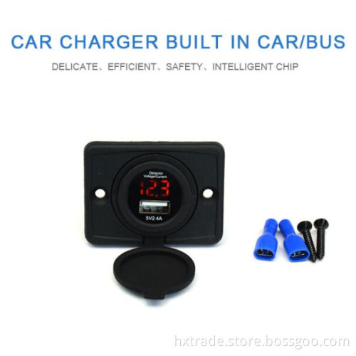 bus taxi rohs car digital voltmeter charger usb output 12-24v install on seat for passenger